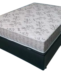 Colchão D33 Casal com tecido claro e cama box baú